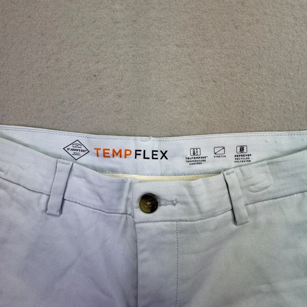 St John's Bay Pants Men's 34x30 Tempflex Chino Light‎ Blue Stretch Flat Front